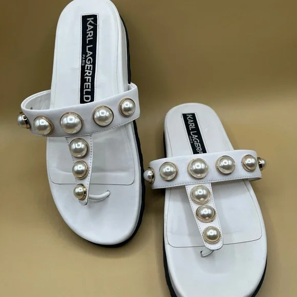 Karl Lagerfeld | Shoes | Karl Lagerfeld White Slide Sandals  display picture 3